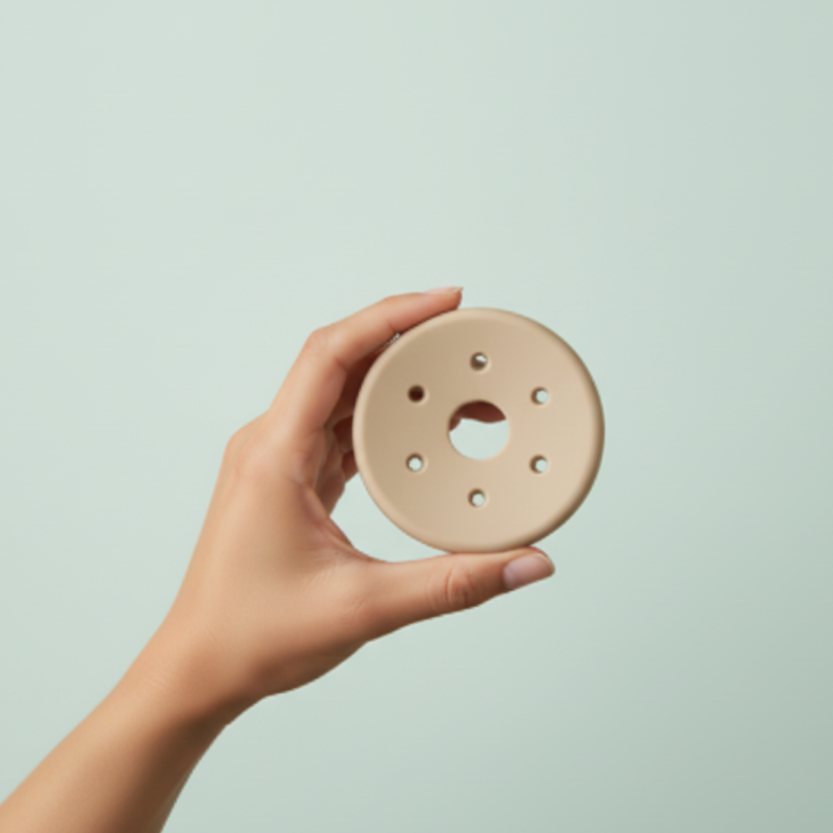 Mão a segurar pessário Shaatz em silicone médico